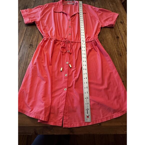 Cabana Life Coral Mini Dress Size XL Drawstring Waist Button Up Resort Vacation - Picture 10 of 12
